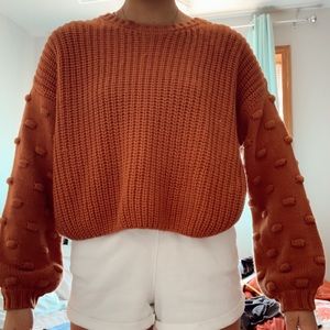 Moon&Madison Orange cropped balloon sleeve sweater